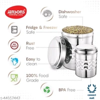 Essential Jars & Containers - L X H X W: 13.5 X 16.5 X 13.5cm, Mirror Polish S.Steel, Stainless Steel, 4 Pieces of pack 1